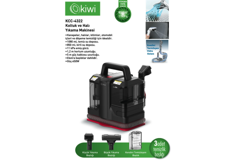 Kiwi KCC-4322 Koltuk ve Halı Yıkama Makinesi Siyah
