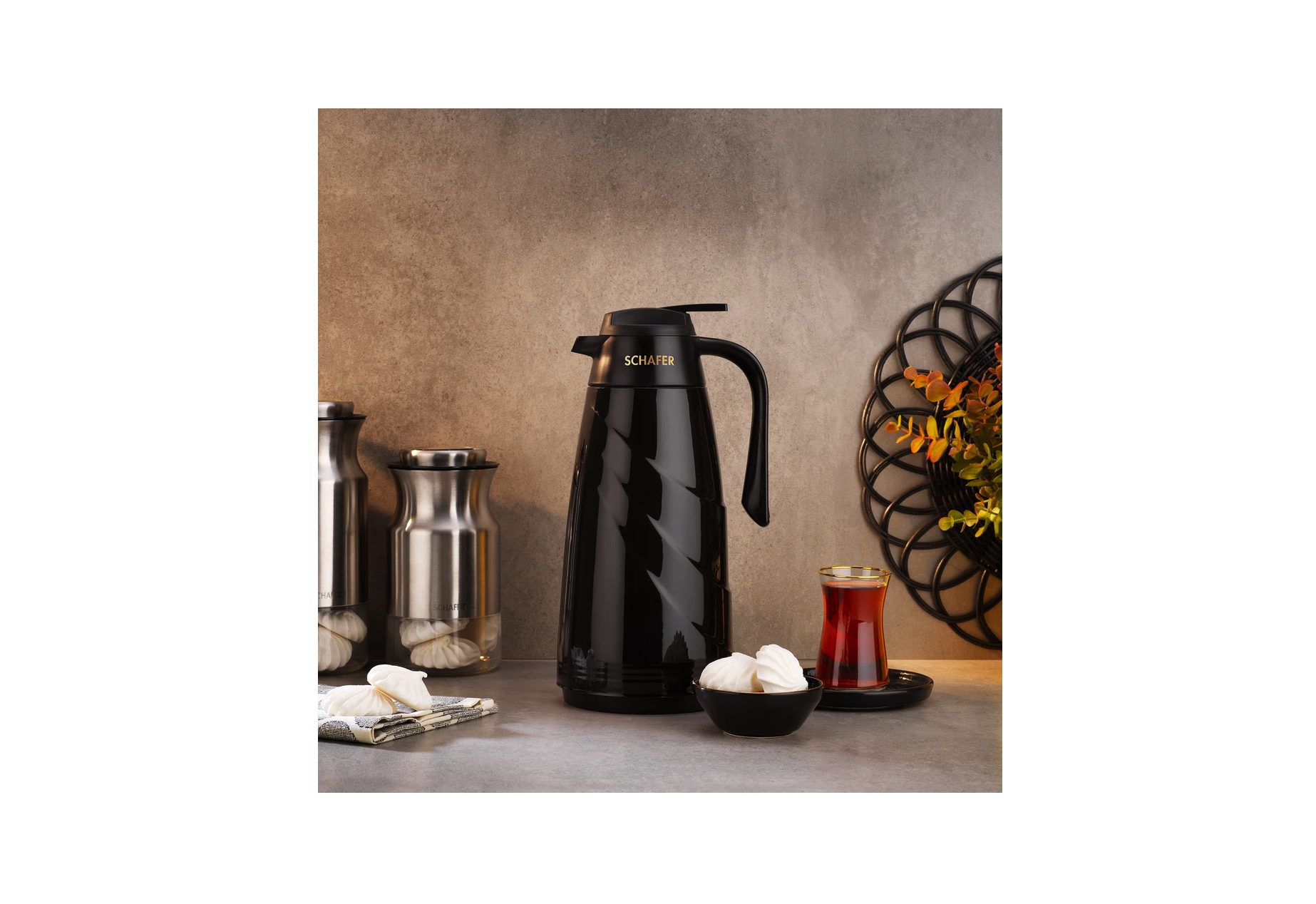Schafer Kitchenhouse Mimoza Cam Termos Siyah 1,5 lt