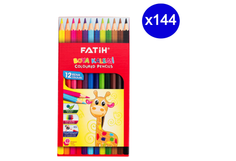 Fatih 12 Renk Tam Boy Kuru Boya Kalemi 144 Adet