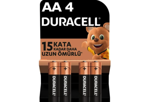 Duracell Alkalin AA Kalem Pil, 1,5 V LR6/MN1500, 4'lü paket