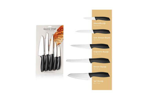 Schafer Quick Chef Bıçak Seti-5 Parça-Siyah