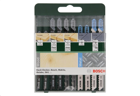 Bosch Ahşap ve Metal için Karışık 10 Parça Dekupaj Testere Seti