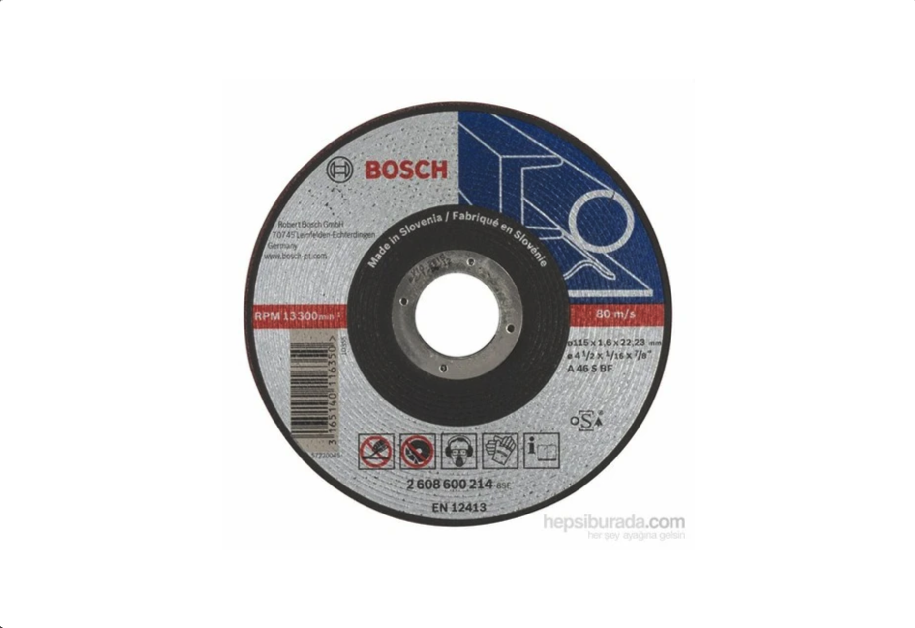 Bosch - Expert Serisi Metal İçin Düz Kesme Diski (Taş) - As 46 S Bf, 115 Mm, 1,6 Mm