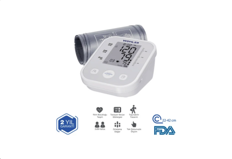 Wohler Üst Koldan Ölçer Dijital Tansiyon Aleti Nabız Ölçer USB Girişli 99 Ölçüm Hafıza Çantalı