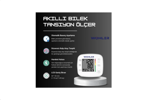 Wohler Bilekten Ölçer Dijital Tansiyon Aleti , Nabız Ölçer , 2 x 120 Ölçüm Hafıza , Saklama Kutulu