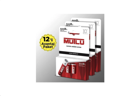 Mutlu Alkalin AAA İnce Kalem Pil, 1,5 V LR03 , 12’li paket