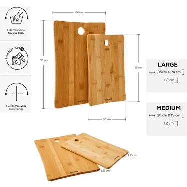 Karaca Bambu 2'li Kesme Tahtası 30/35 cm