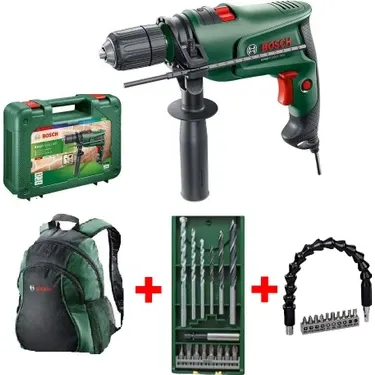Bosch EasyImpact 600 Darbeli Matkap   + 15 Parça Matkap Ucu ve Vidalama Ucu seti + Esnek Uzatma Seti