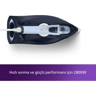 Philips 7000 Serisi Buharlı Ütü, 2800W, SteamGlide Plus Taban, 50 g/dk Sürekli Buhar, 250 g Şok Buhar, SteamGlide Plus, Koyu Mavi, DST7030/20