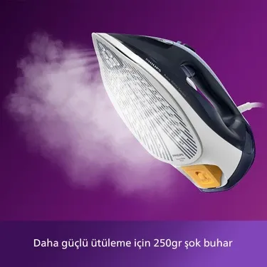 Philips 7000 Serisi Buharlı Ütü, 2800W, SteamGlide Plus Taban, 50 g/dk Sürekli Buhar, 250 g Şok Buhar, SteamGlide Plus, Koyu Mavi, DST7030/20
