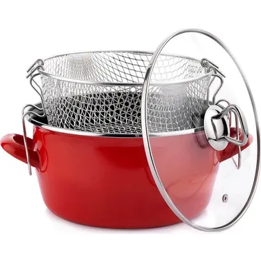 Schafer Fry Çıtır Kızartma Tenceresi 22 cm Kırmızı