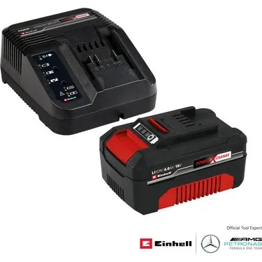 Einhell Orijinal Einhell Akü ve Şarj Cihazı Başlangıç Kiti Power X-Change (Akü, Li-Ion, 18 V, 4.0 Ah Akü ve Hızlı Şarj Cihazı, Tüm Power X-Change cihazları ile uyumlu) - 4512042