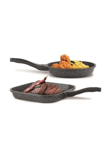 Thermoad Frapan 2'li Tava Seti 28 CM Grill ve 26 CM Gri