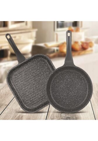 Thermoad Frapan 2'li Tava Seti 28 CM Grill ve 26 CM Gri