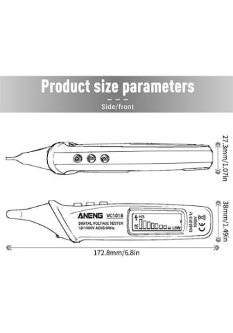 Aneng VC1018 12V-1000V Temassız Elektrik Sensör Çok Fonksiyonlu Kalem Dijital Lcd Ekranlı Test Cihaz
