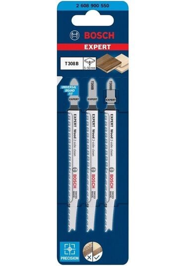 Bosch Expert Wood 2-Side Clean T 308 B Dekupaj Testere Bıçağı 3 Parça - 2608900550