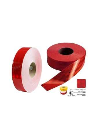 Reflektif Şerit E Belgeli Tüvtürk Uyumlu (Sarı/Kırmızı/Beyaz) Kırmızı 1 metre