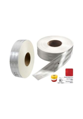 Reflektif Şerit E Belgeli Tüvtürk Uyumlu (Sarı/Kırmızı/Beyaz) Kırmızı 1 metre